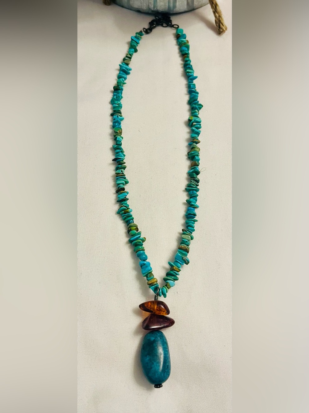 Genuine Turquoise Vintage Necklace. Size: 16” L with 2” extender.